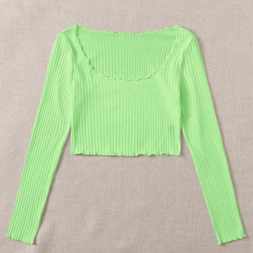 Neon green long sleeve crop top